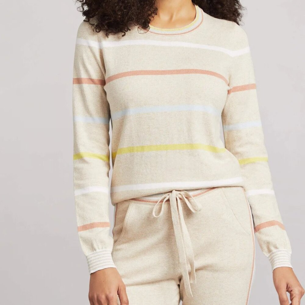 Faherty Surf Sweater Set Cream Stripe Sz Small